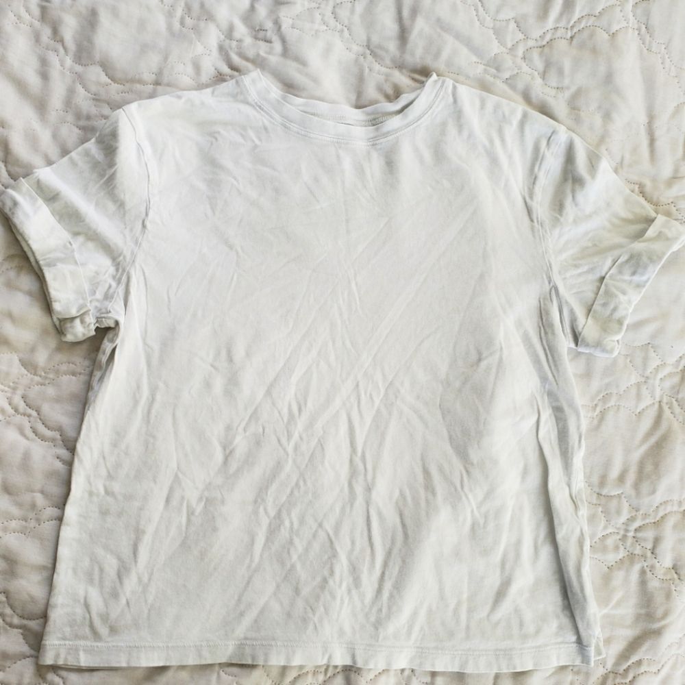 Relaxed Fit Cotton And Modal Plain White Tee, Short Sleeve Medium T-shirt
